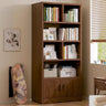 Simplistic Vertical Shelving Cabinet Oak White Bookcase Image - 26