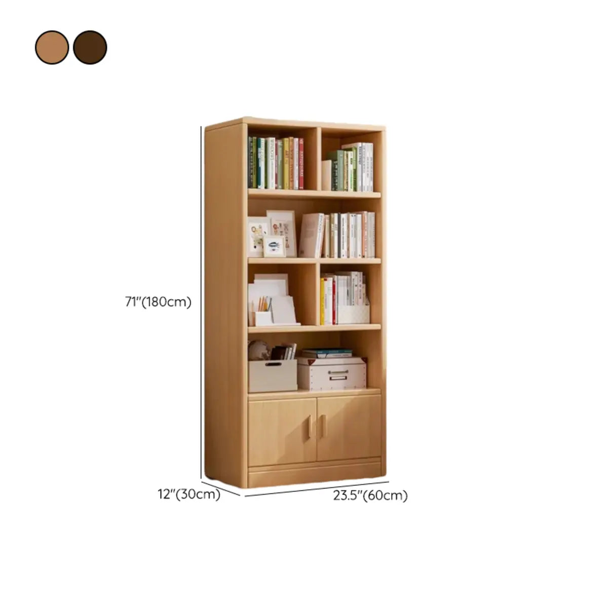 Simplistic Vertical Shelving Cabinet Oak White Bookcase 