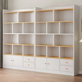 Simplistic Vertical Shelving Cabinet Oak White Bookcase Image - 3