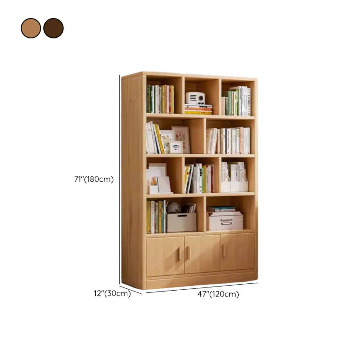 Simplistic Vertical Shelving Cabinet Oak White Bookcase Image - 31