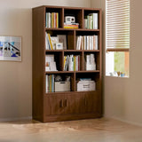 Simplistic Vertical Shelving Cabinet Oak White Bookcase Image - 4