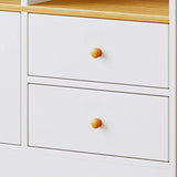 Simplistic Vertical Shelving Cabinet Oak White Bookcase Image - 6