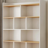 Simplistic Vertical Shelving Cabinet Oak White Bookcase Image - 8