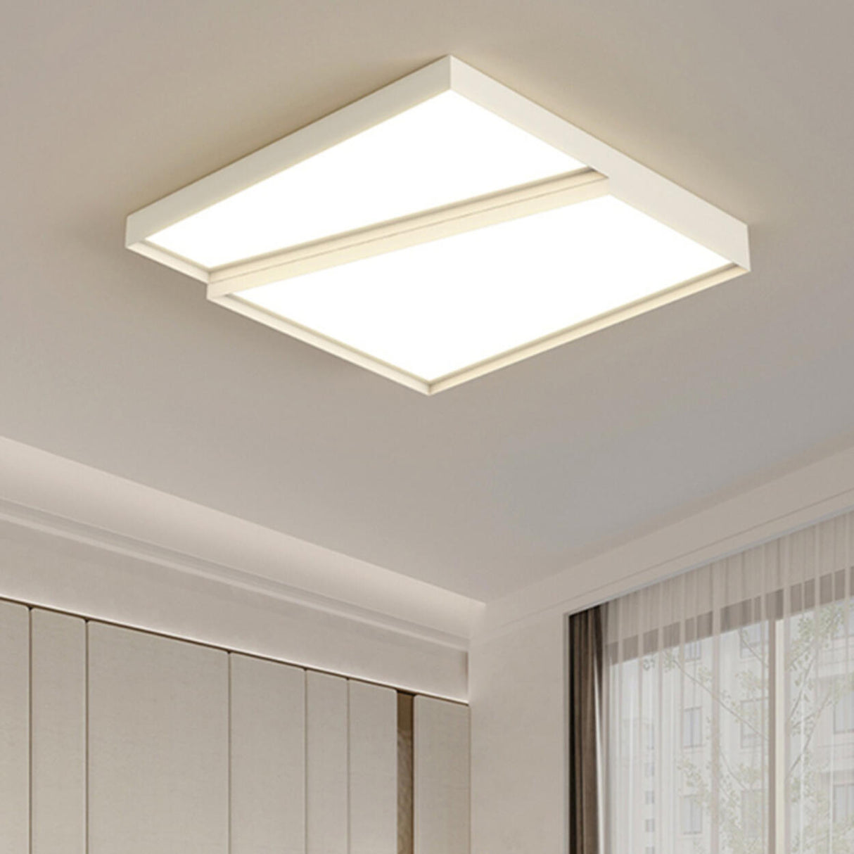 Simplistic White Cutting Round Flush Mount Lamp 2-Light Image - 4