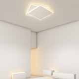 Simplistic White Square LED Flush Mount Light 2-Light Image - 2