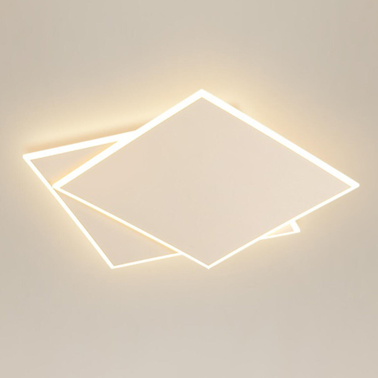 Simplistic White Square LED Flush Mount Light 2-Light Image - 6