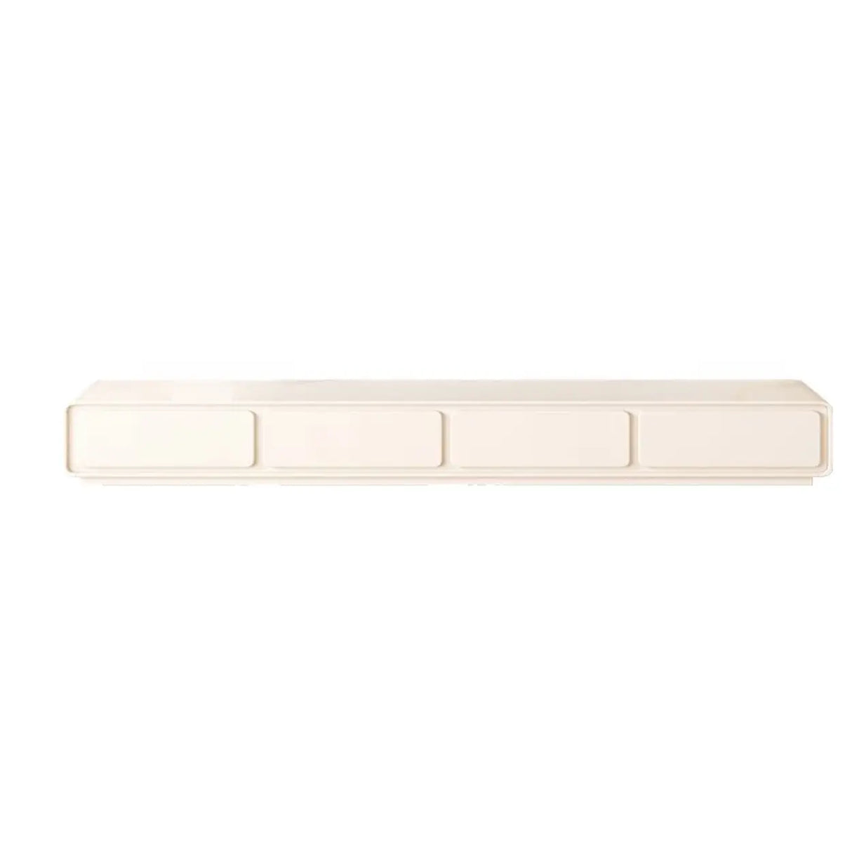Simplistic White Wooden Drawers Rectangle TV Stand Image - 3