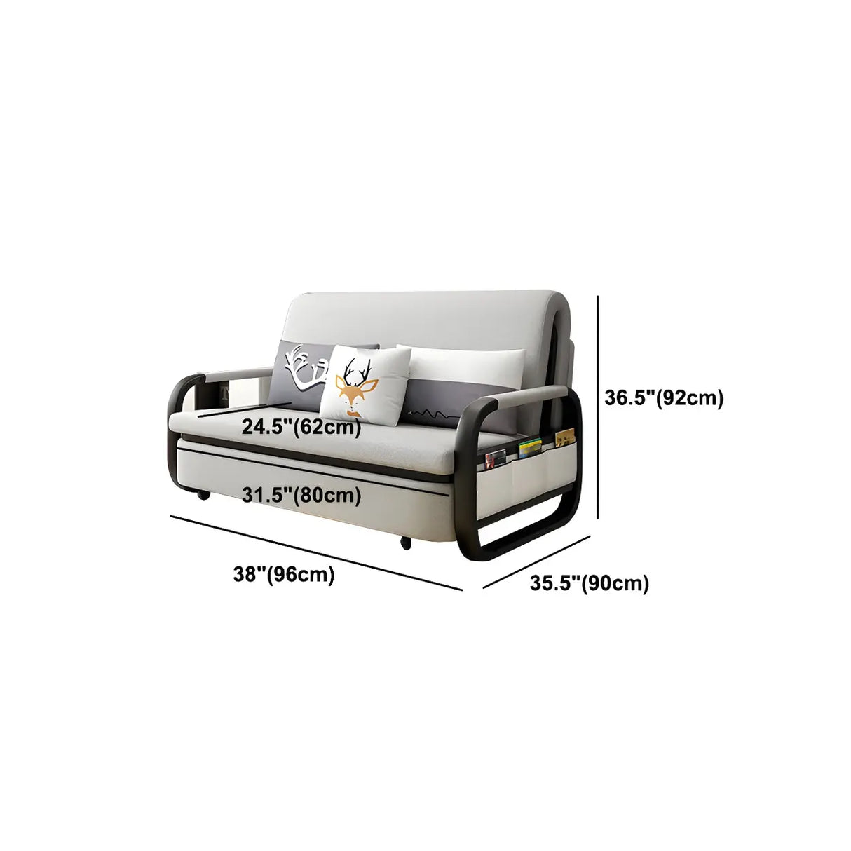 Single Cushion Seat Cotton Blend Sofa Bed with Slipcover Image - 10