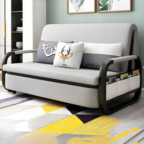 Single Cushion Seat Cotton Blend Sofa Bed with Slipcover Image - 2