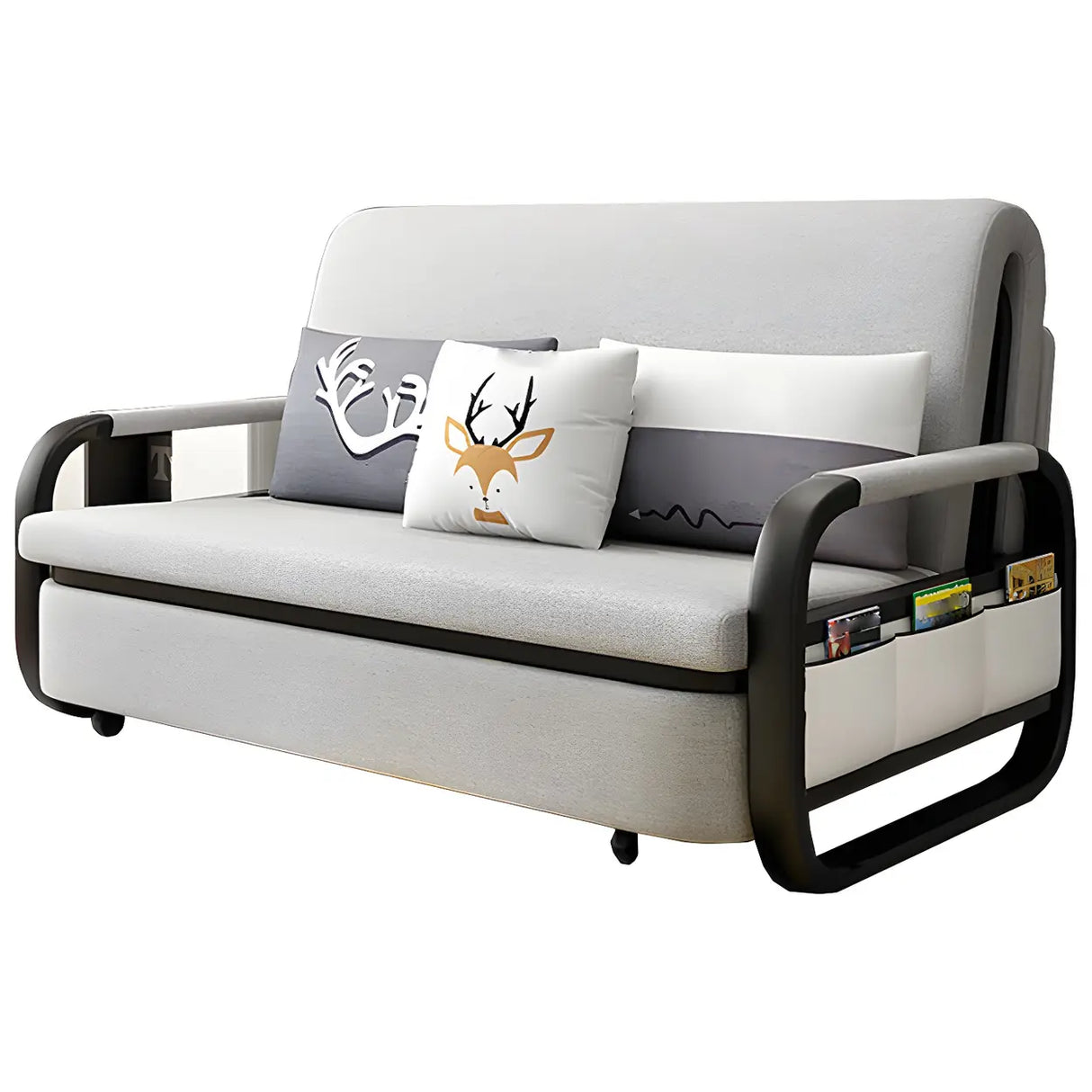 Single Cushion Seat Cotton Blend Sofa Bed with Slipcover Image - 5