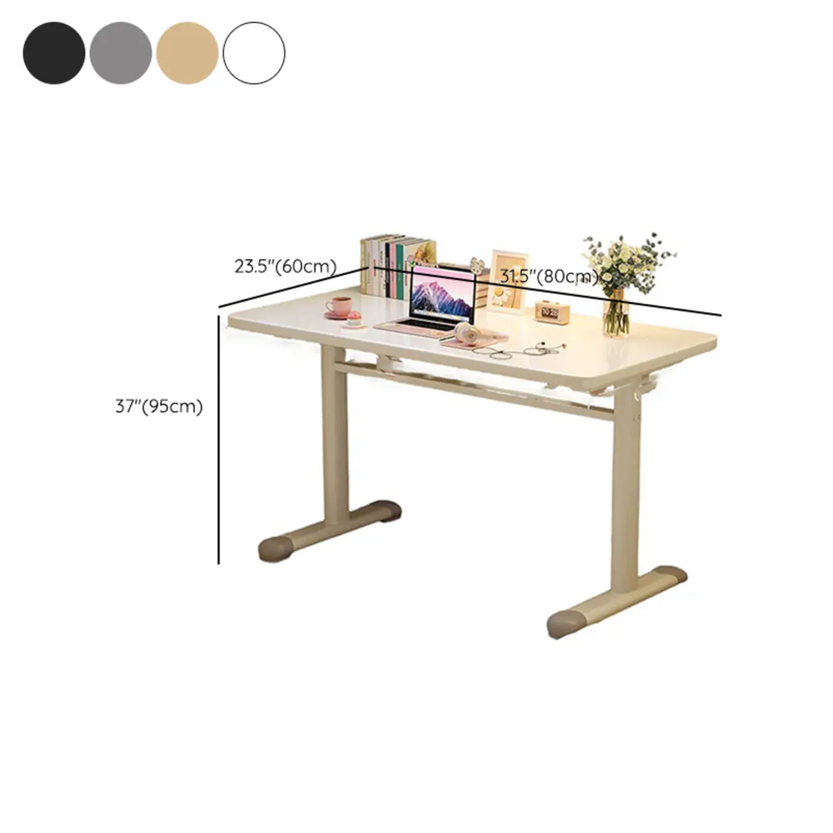 Single Wood Adjustable Computer Desk with Casters 