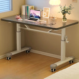 Single Wood Adjustable Computer Desk with Casters Image - 5