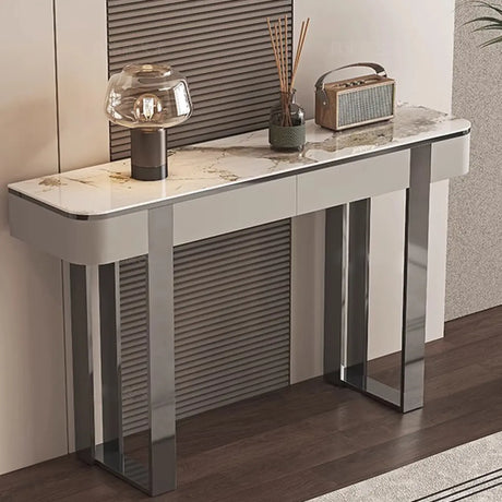 Sintered Stone Rectangular Marble Storage Console Table Image - 1