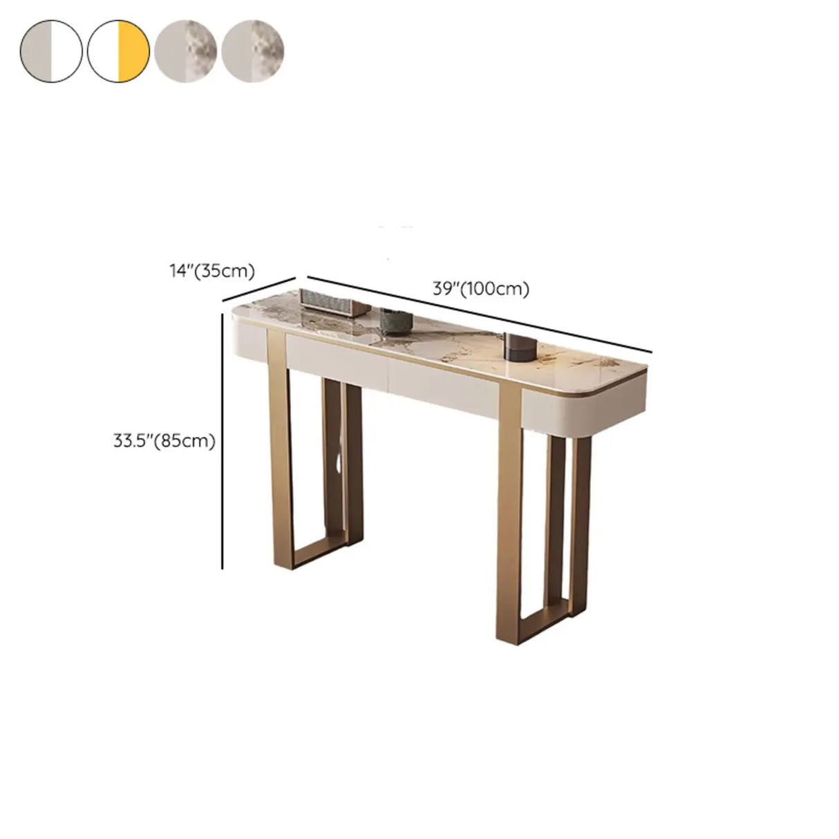 Sintered Stone Rectangular Marble Storage Console Table 