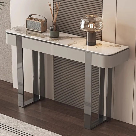 Sintered Stone Rectangular Marble Storage Console Table Image - 2