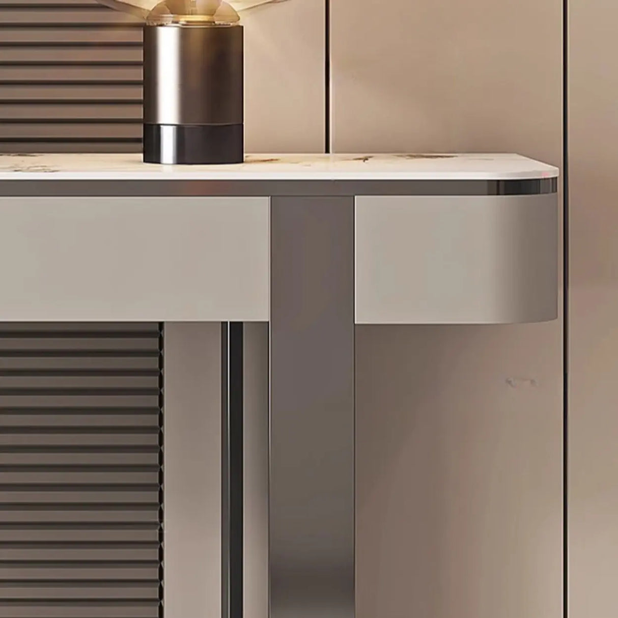 Sintered Stone Rectangular Marble Storage Console Table Image - 8