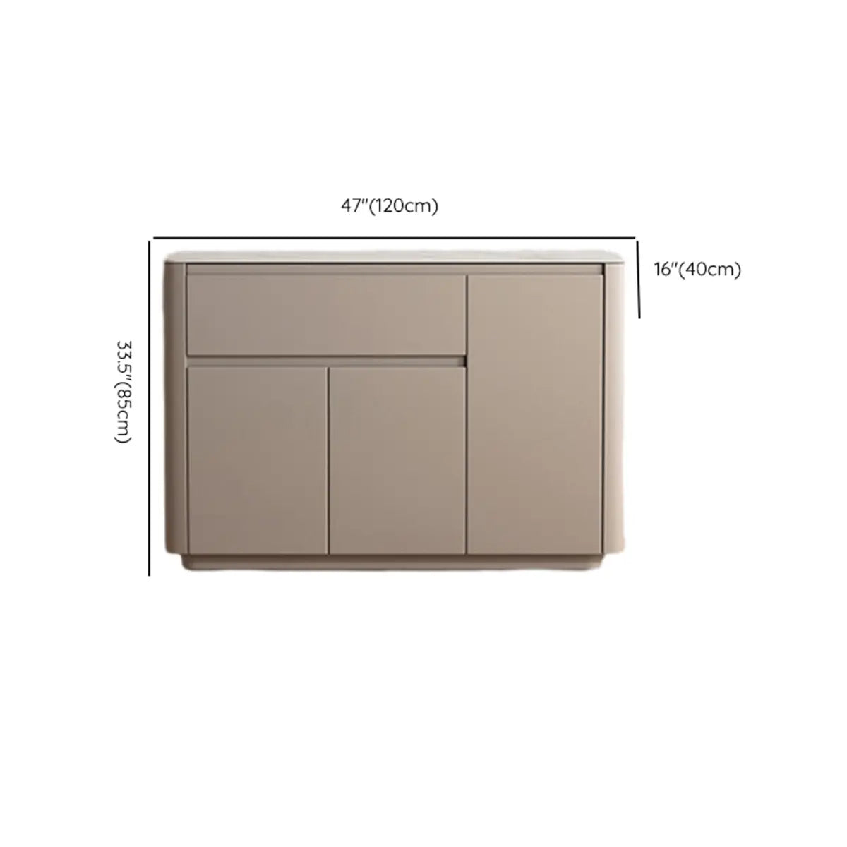 Sintered Stone Top Wood White Drawers and Shelves Buffet 
