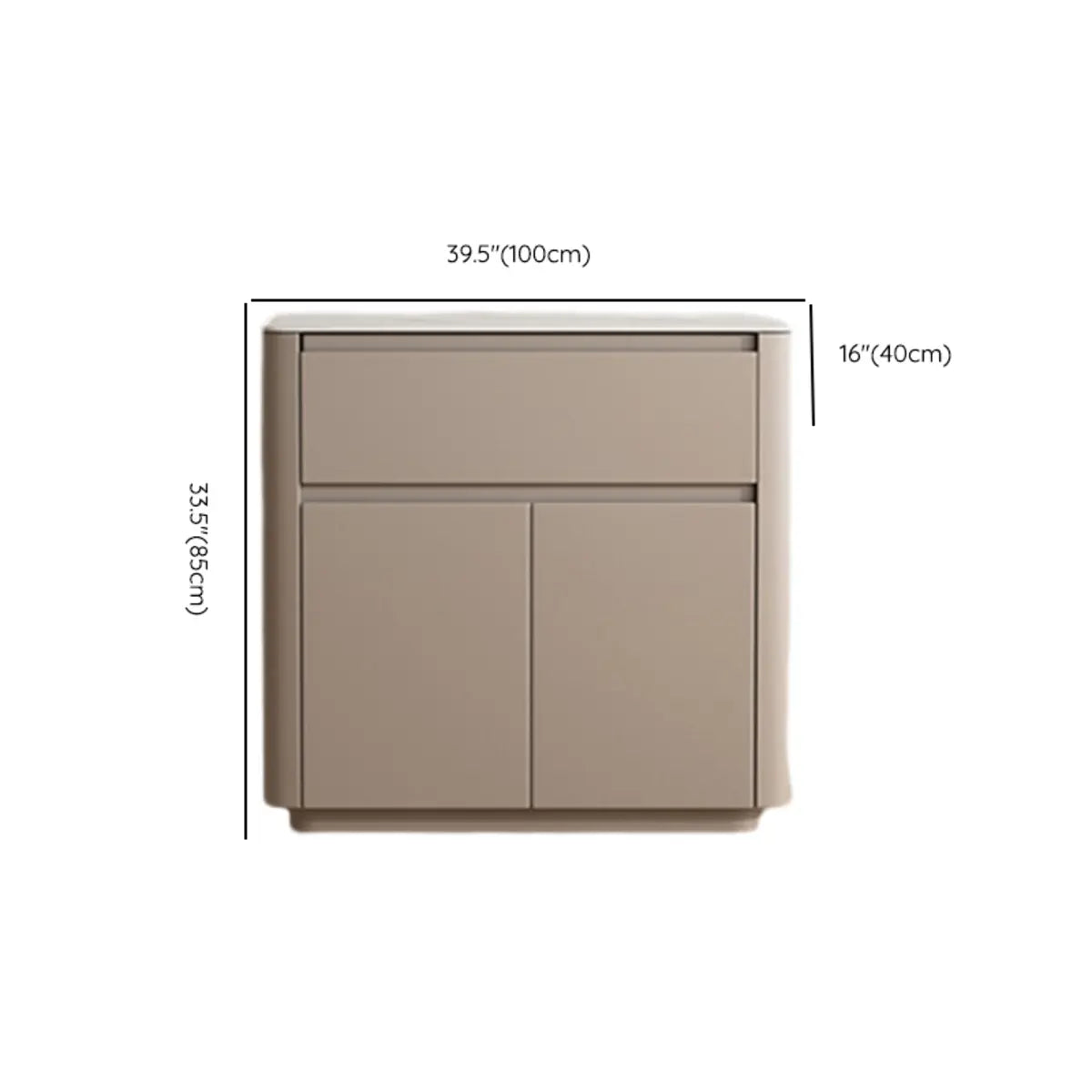 Sintered Stone Top Wood White Drawers and Shelves Buffet Image - 12