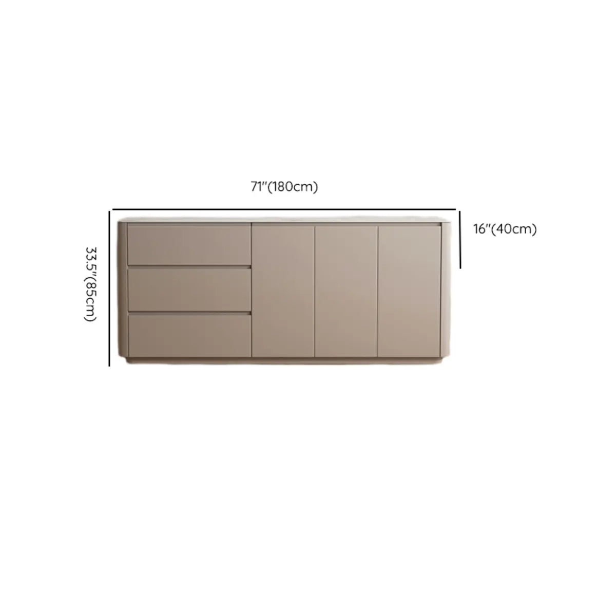 Sintered Stone Top Wood White Drawers and Shelves Buffet Image - 14