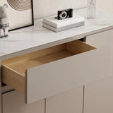 Sintered Stone Top Wood White Drawers and Shelves Buffet Image - 9