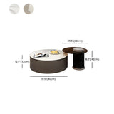 Slate Glass Round Drum Base Coffee Table with Storage Image - 15