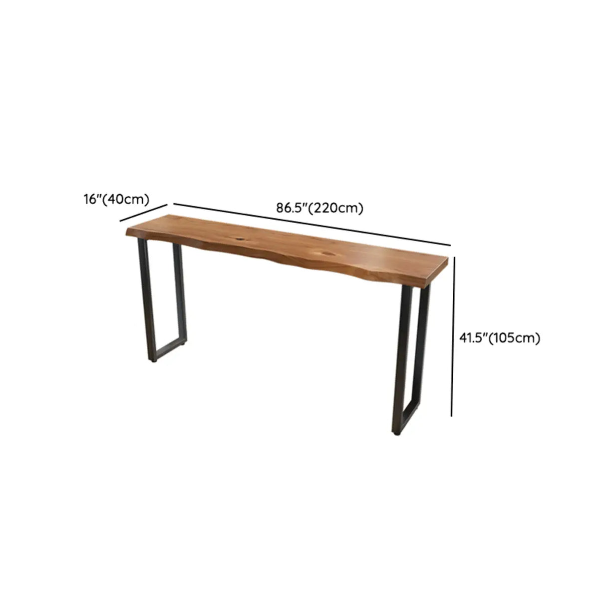 Sled Base Natural Wood Backless Bar Table with Steel Legs Image - 12