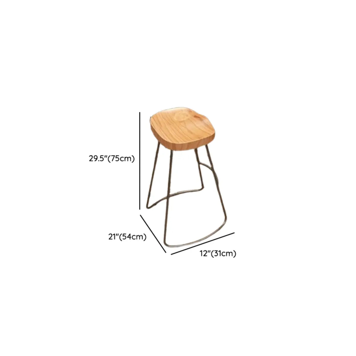 Sled Base Natural Wood Backless Bar Table with Steel Legs Image - 18