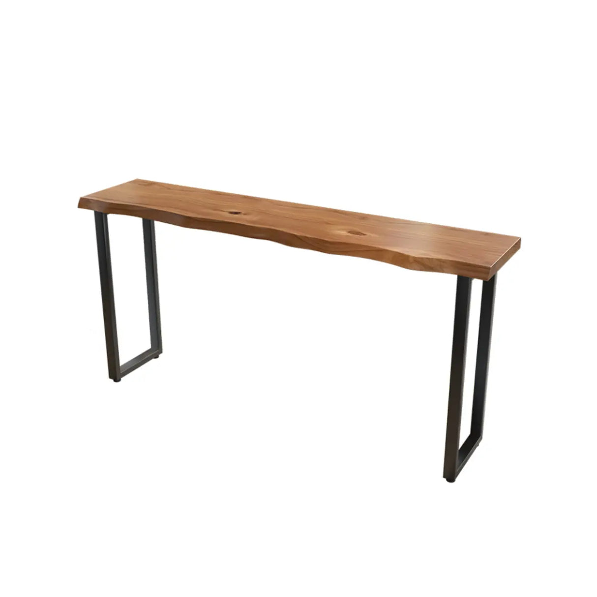 Sled Base Natural Wood Backless Bar Table with Steel Legs Image - 3