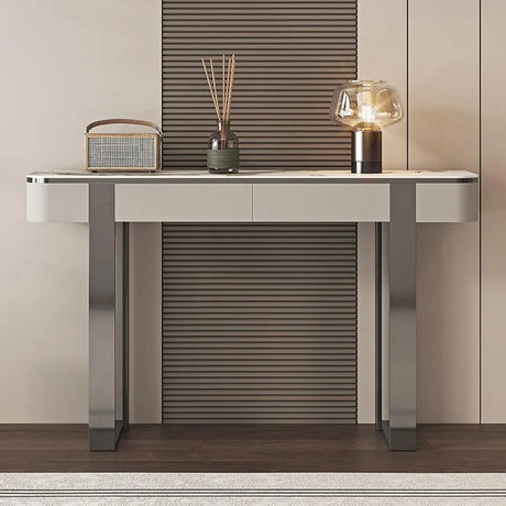 Sled Metal Base Rectangular Gray Storage Console Table Image - 1