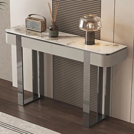Sled Metal Base Rectangular Gray Storage Console Table Image - 2