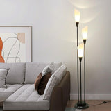Sleek 3-Light Black Column Metal Modern Floor Lamp Image - 1