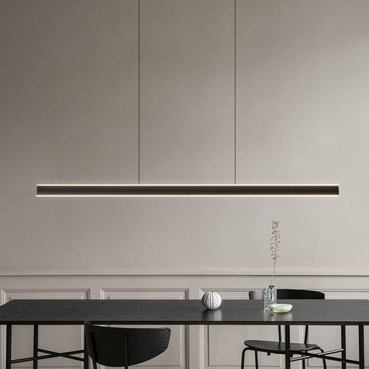 Sleek Adjustable Black Linear Island Pendant Light Image - 3