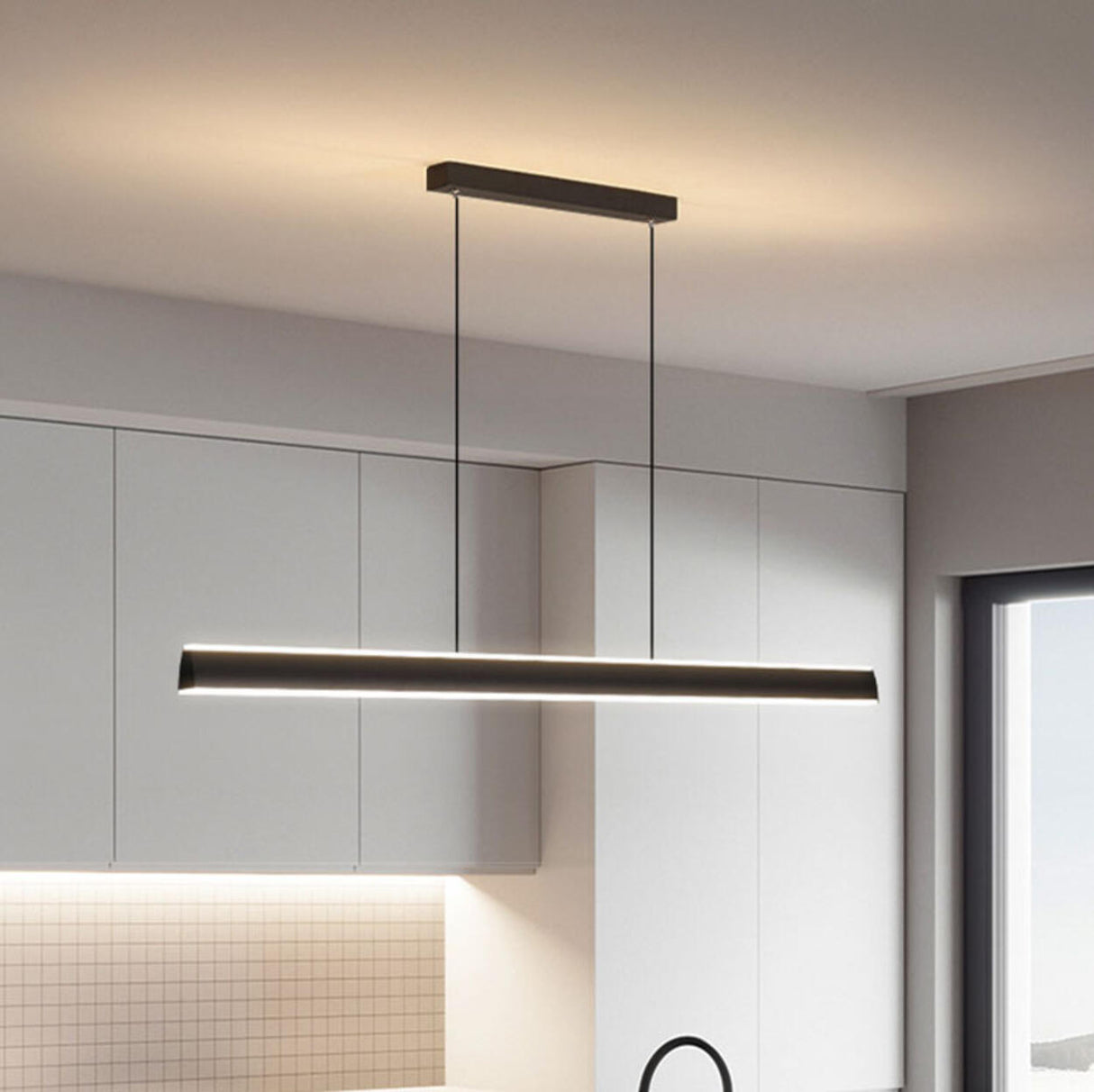 Sleek Adjustable Black Linear Island Pendant Light Image - 4