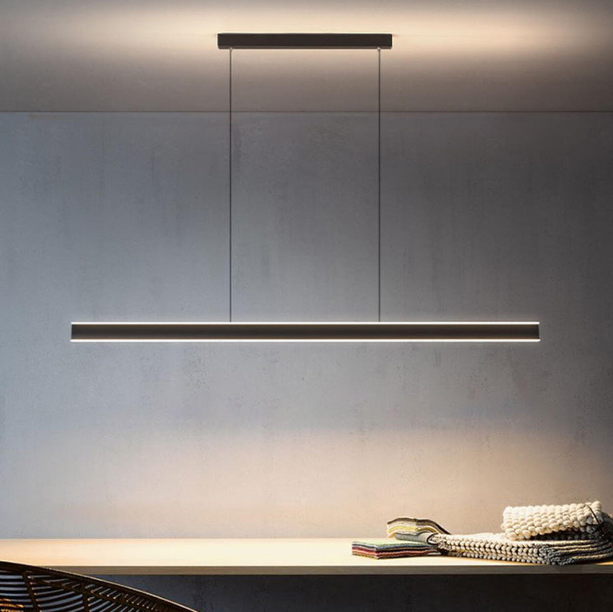 Sleek Adjustable Black Linear Island Pendant Light Image - 5