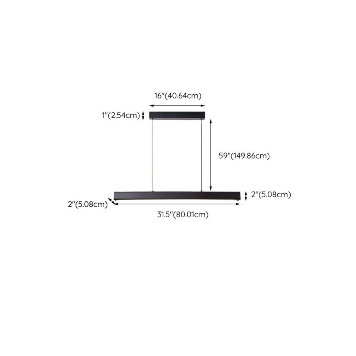 Sleek Black Linear LED Kitchen Island Hanging Light 