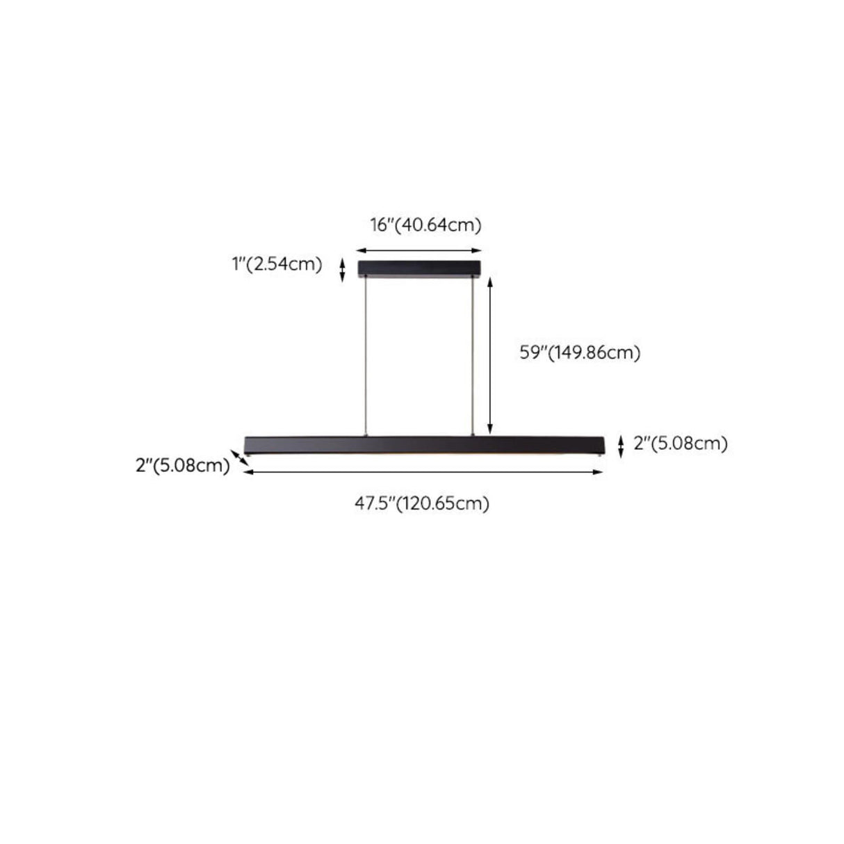 Sleek Black Linear LED Kitchen Island Hanging Light Image - 17