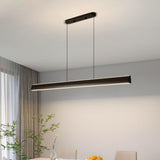 Sleek Black Linear LED Kitchen Island Hanging Light Image - 8