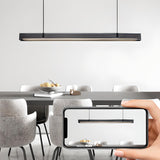 Sleek Black Minimalist Linear Island Ceiling Light Image - 11