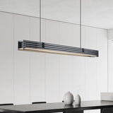 Sleek Black Minimalist Linear Island Ceiling Light Image - 2