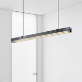 Sleek Black Minimalist Linear Island Ceiling Light Image - 3