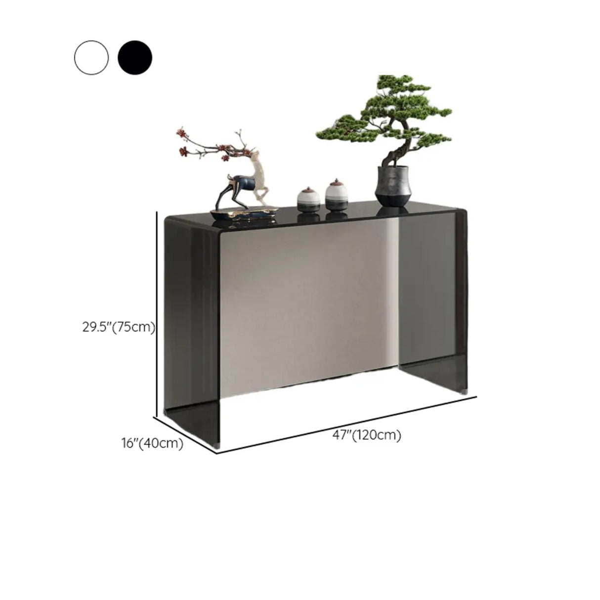 Sleek Black Sled Base Glass Modern Standard Console Table Image - 10