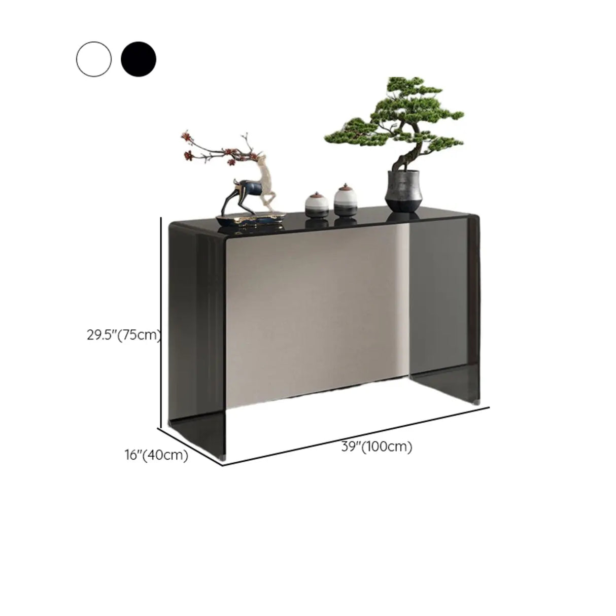 Sleek Black Sled Base Glass Modern Standard Console Table Image - 12