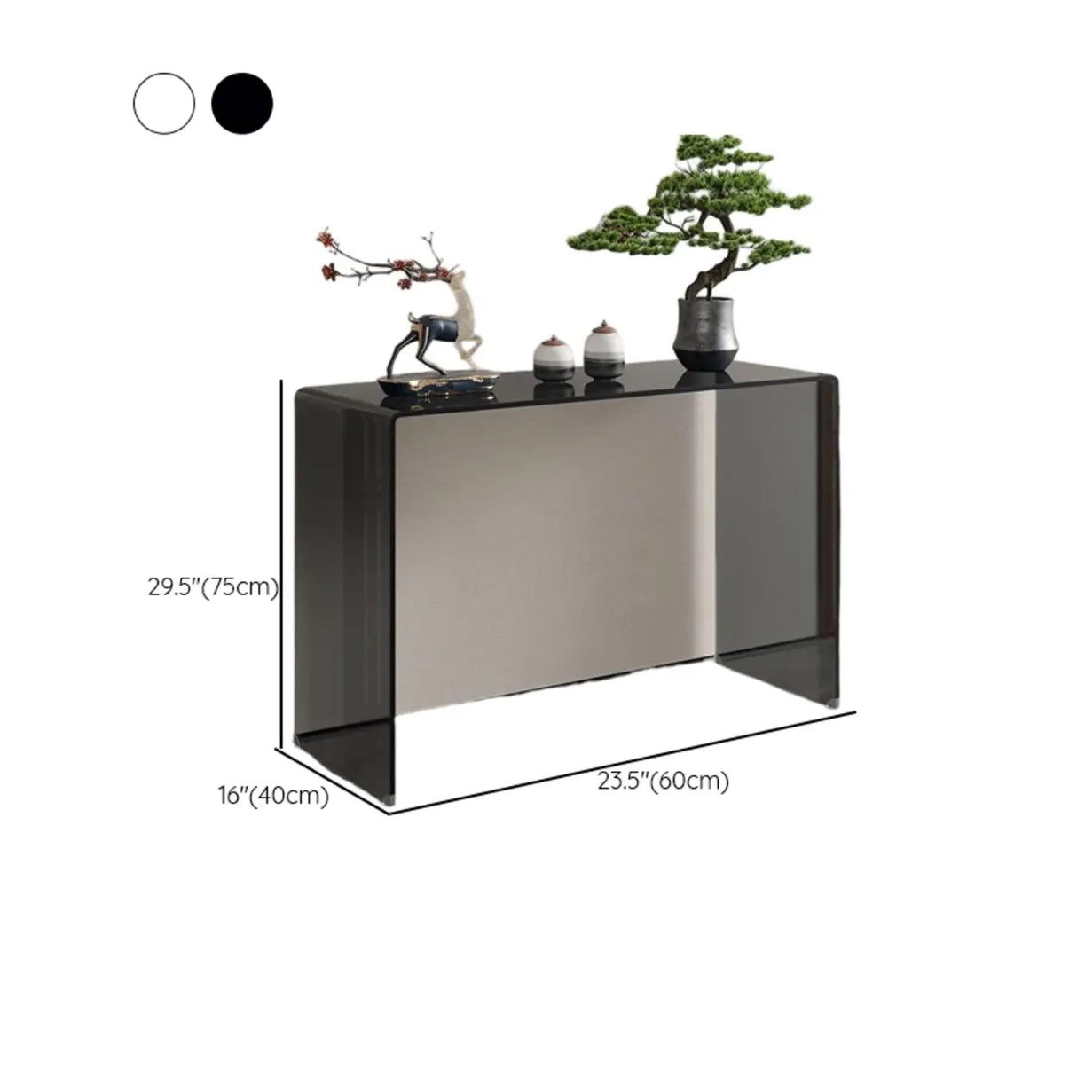 Sleek Black Sled Base Glass Modern Standard Console Table Image - 16