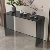 Sleek Black Sled Base Glass Modern Standard Console Table Image - 1