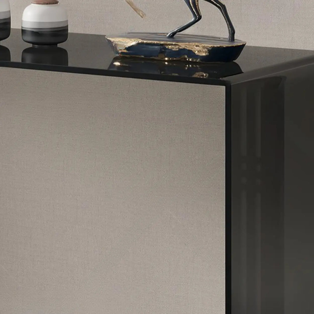 Sleek Black Sled Base Glass Modern Standard Console Table Image - 6