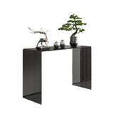 Sleek Black Sled Base Glass Modern Standard Console Table Image - 7