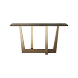 Sleek Black Stone Top Gold Abstract Frame Console Table Image - 7