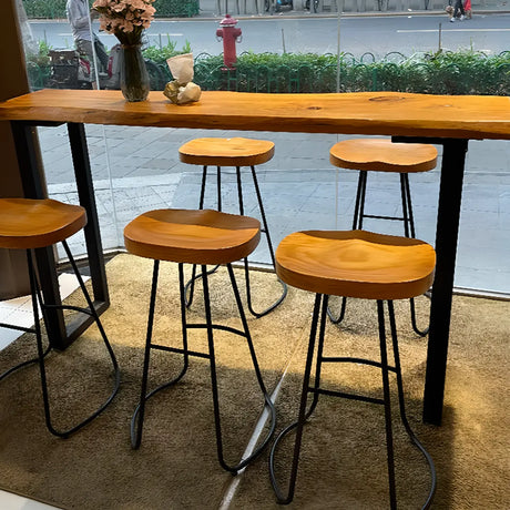 Sleek Brown Slim Rectangular Wood Large Bar Table Image - 1