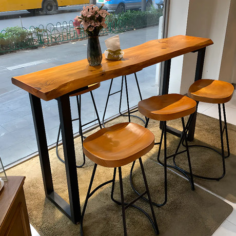 Sleek Brown Slim Rectangular Wood Large Bar Table Image - 2