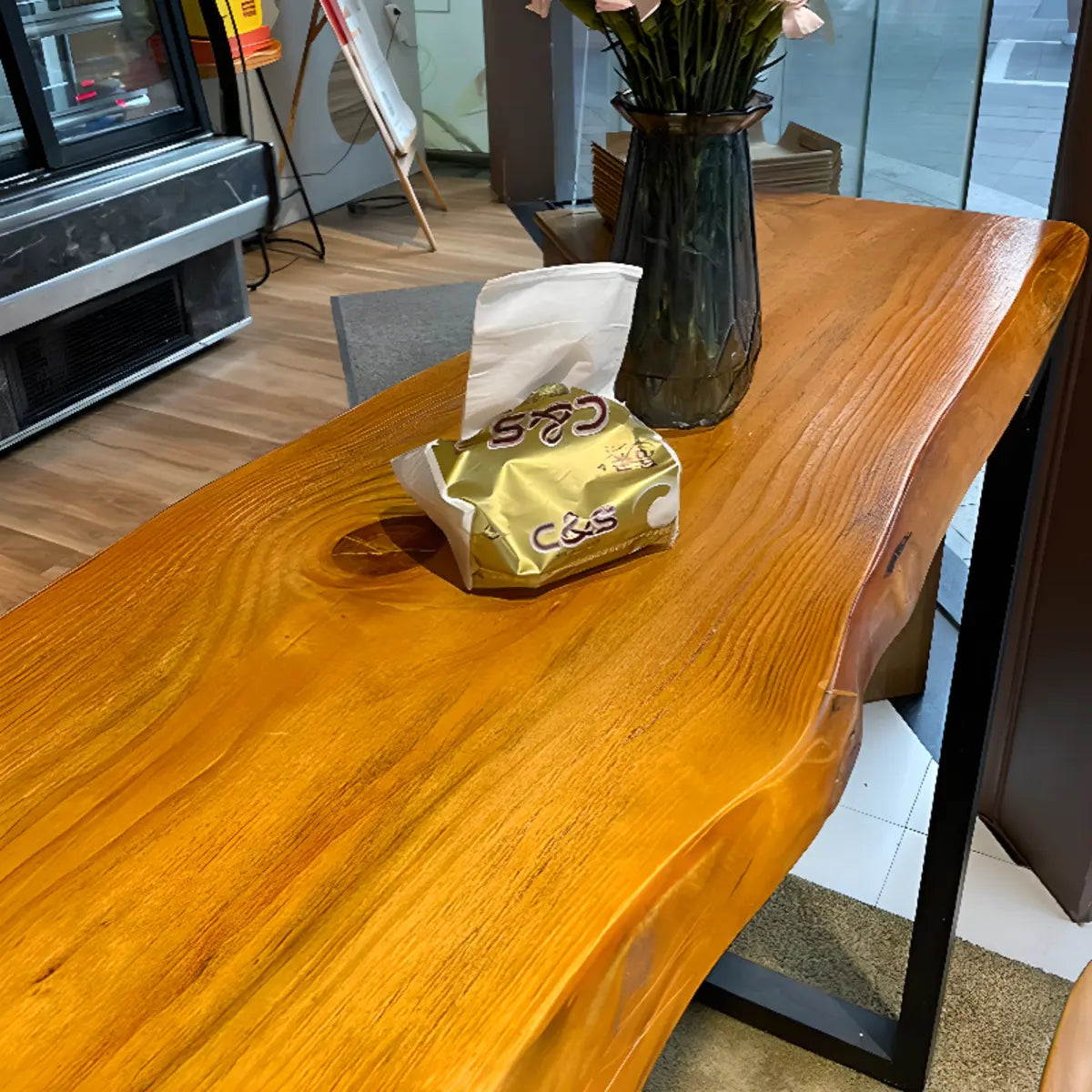 Sleek Brown Slim Rectangular Wood Large Bar Table Image - 8